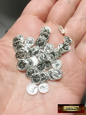 M01280x5-FS MOREZMORE 50 Miniature Silver 8mm Coins Money Puppet Diorama Prop • $24