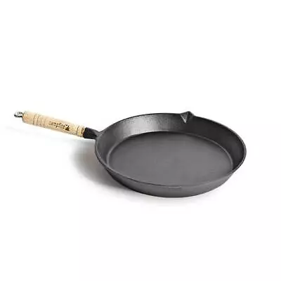 Campfire Flat Frypan 25cm Cooking Camping Travel Caravan Removable Wooden Handle • $36.99