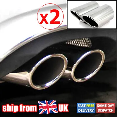 UK 2X Exhaust Muffler Tip Tail Pipe Trim For Audi A1 A3 8p A4 B8 Q5 1.8t 2.0t • £14.49