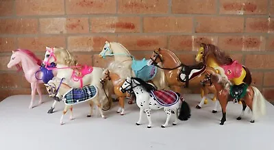 Collection Of 9 X 1990s Mattel Barbie HORSES - All With Saddles Or Blankets • $150