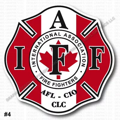 IAFF Firefighter HELMET Decal 2  Sticker Canada Maple Leaf Flag Laminated 0391 • $3.49