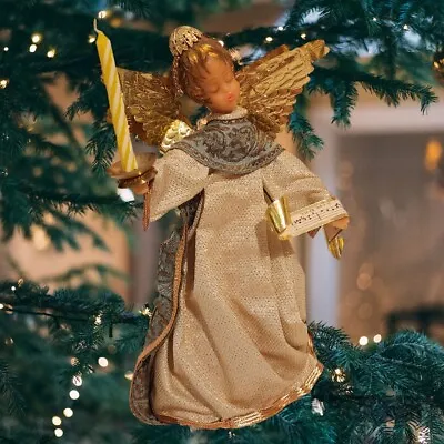 Vintage West German Wax Angel Tree Topper Red & Gold Dress  By Winkler & Schorn • $65