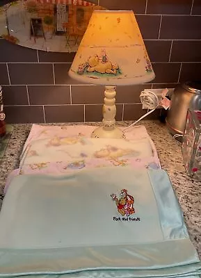 VINTAGE CLASSIC WINNIE THE POOH LAMP - 3 Blankets -Fitted Sheet Nursery Set • $49.99