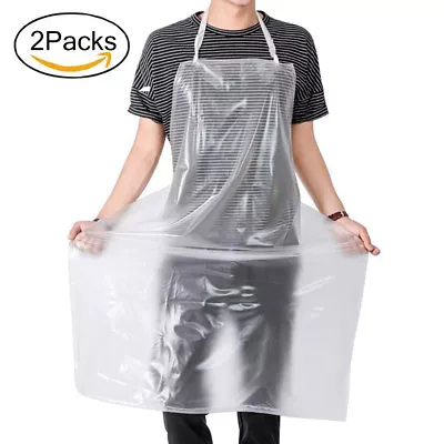 $9.39 • Buy 2PK Transparent Waterproof Heavy Duty Clear PVC Apron Kitchen Restaurant Cooking