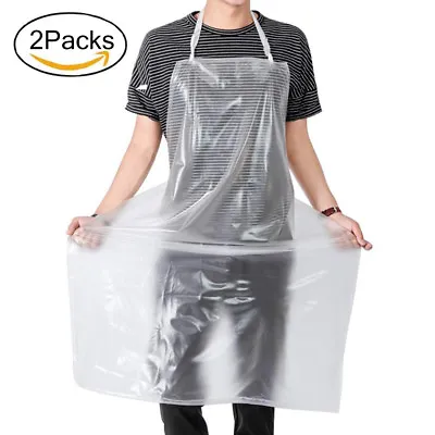 2PK Transparent Waterproof Heavy Duty Clear PVC Apron Kitchen Restaurant Cooking • $9.39