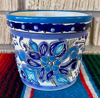 Mexican Ceramic Flower Pot Planter Folk Art Pottery Handmade Talavera #5 • $19.99