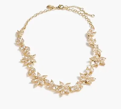 J Crew Crystal Leaves Collar Chain Necklace Clear Cubic Zirconia Gold NWT NEW • $31.19