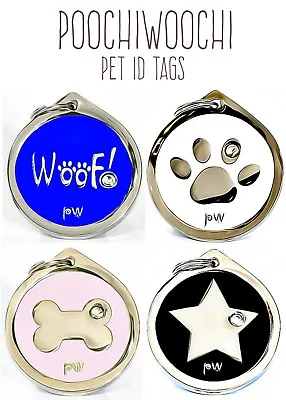 Beautiful Poochiwoochi Engraved Pet Dog & Cat ID Identity Tags Discs For Collars • £6.99