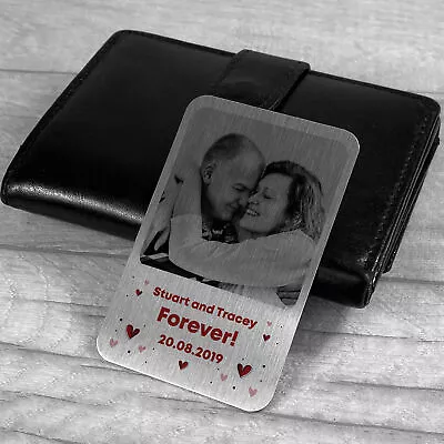 Personalised Anniversary Gifts For Men Him Husband Novelty Metal Wallet Photo • £6.99