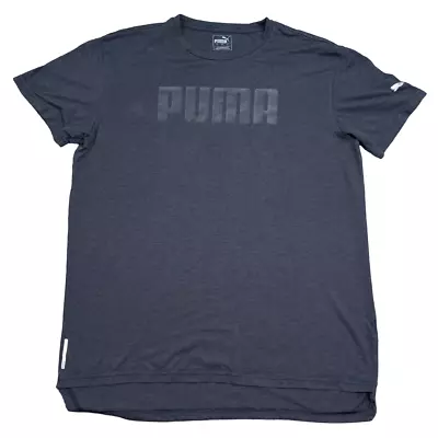 PUMA T Shirt Men's Size Large L Gray Short Sleeve Big Logo Athletic Activewear • $12.89