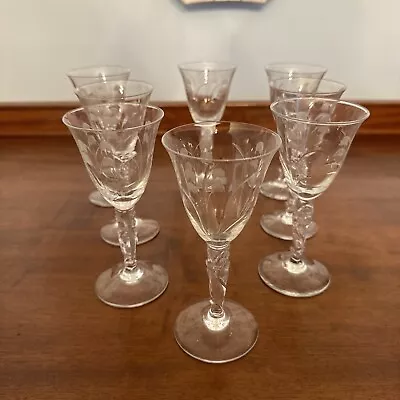 Vintage Duncan Miller Canterbury Lily Of The Valley Cordial Glasses Set Of 8 • $85