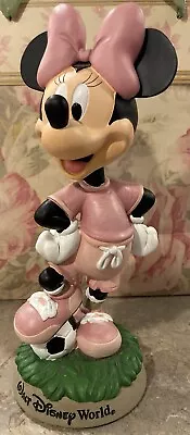 Walt Disney World Minnie Mouse Pink Soccer Bobble Head Figurine • $15