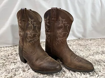 Ariat Cowboy Boots Kids Brown Size 13.5 Western Riding Southwest • $19.99