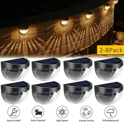$9.94 • Buy 2-8 Pack Solar 6-LED Wall Light Garden Fence Yard Decor Street Lamp Waterproof