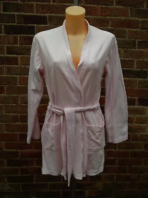 F&F Ladies Pink Cotton Jersey Waffle Robe/Dressing Gown - Size 8-10 • £9.99