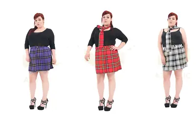 Plus Size Ladies Tartan Pleated Wrap Over Buttoned Kilt Skirt 18  Tartan Skirts • $17.68