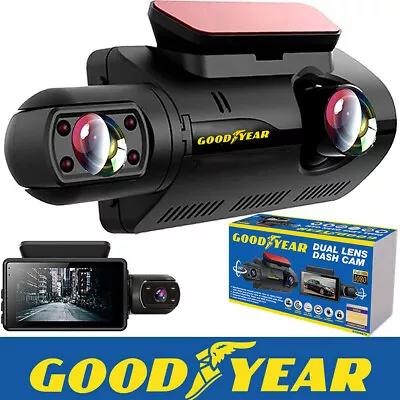 Goodyear Dual Lens Car Dash Cam With Front Rear Internal Camera HD Dashcam Taxi • £39.99