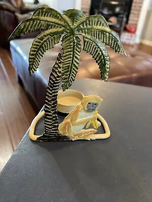 Vintage Small Metal Palm Tree/Monkey Tea Light Candle Holder • $8