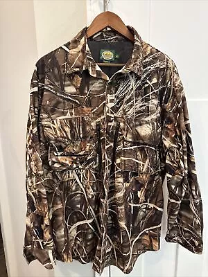 Cabela’s Waterfowl Camouflage Button Up Shirt Jacket Men's Duck Hunting Max 4 HD • $29.99