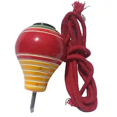 WOODEN SPINNING TOY TOP/Trompo With Metal Tip & STRING GREAT FOR YOUR KIDS GIFT • $12.34