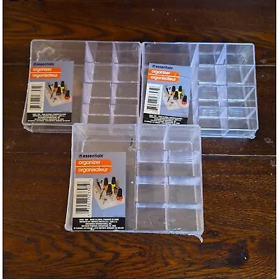 Set 3 Clear Plastic Makeup Vanity Organizer 8 Small 1 Large Compartments • $9.99