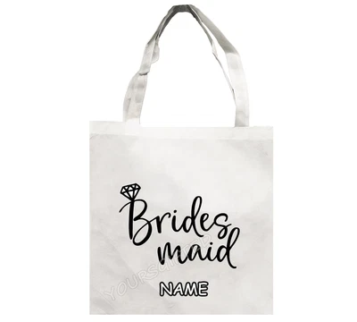 £3.99 • Buy New White Personalised Shopping Tote Name Party Gift Bag Wedding Bridesmaid