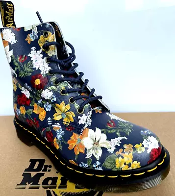 Dr Martens 1460 Pascal Darcy Navy Floral Wanderlust Boots Size Uk 5 Eu 38 • £99