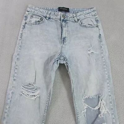 Decjuba Jeans 12 L26 Crop Light Blue Boyfriend Ripped High Denim Womens • $29.95