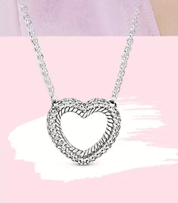 Authentic PANDORA Necklace  925 Ale Sparkling Love Heart Chain #399110C01 17.7in • $42.99