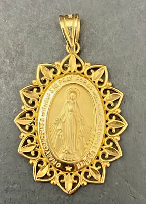 14K Yellow Gold Virgin Mary Pendant. Classic Design Pendant • $225
