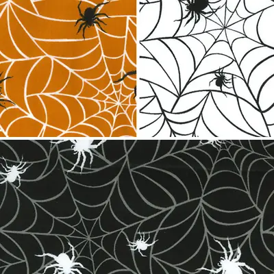 Polycotton Fabric Spider Webs Spiders Halloween Creepy Insect Animals • £4.80