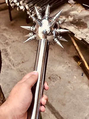 Medieval Hand Made Spiked Ball Mace Silver With Silver Deadly Morning Star • $120