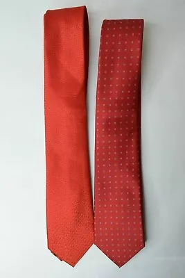 Lot Of 2 Republic Red Blue Pink Dot Rectangle Textured Red Dress Tie Ties L  • $12.99