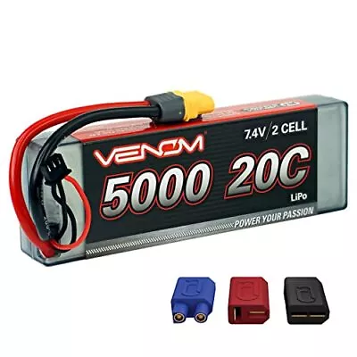 Venom Drive Series 20C 2S - 5000mAh 7.4V LiPo RC Battery - Universal 2.0 Plug... • $45.24