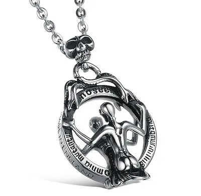 Watching Mirror Woman Skull Necklace 316L Stainless Steel Pendant PERFECT Gift ! • $8.80