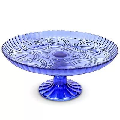 Amici Home Flower Footed Glass Cake Stand | Round Vintage Style| 10” D X 4” H • $19.99