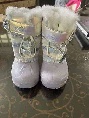 Disney Frozen Snow Boots Size 7 Fur Glitter Princess Purple For Girls • $9.60