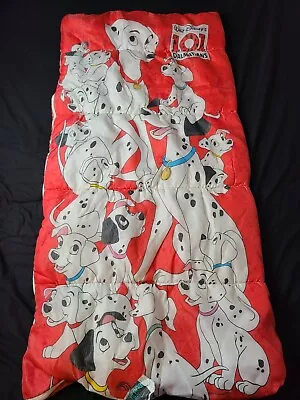 Vintage Disney 90's 101 Dalmatians Red Double Sided Youth Sleeping Bag 54×28   • $41.72