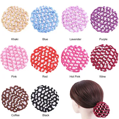 Girls Pearl Ballet Dance Hair Bun Cover Snood Hair Net Skating Crochet • £2.58