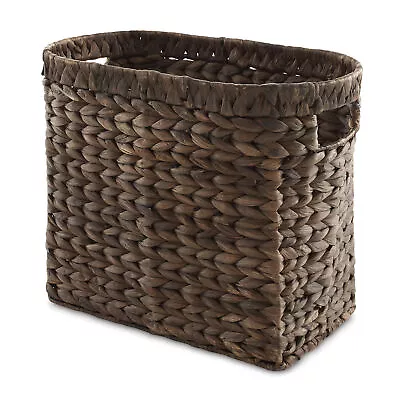 Magazine Holder W Handles - Espresso Woven Storage Basket Bin Bathroom Office • $20.95