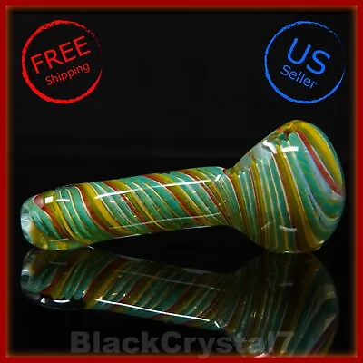 4  Handmade Mini Pocket Fusion Spiral Green Tobacco Smoking Bowl Glass Pipes • $11.99