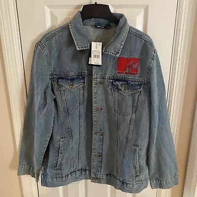 MTV Music Television Denim Jean Trucker Jacket Men's Size L NEW WITH TAGS • $54.59