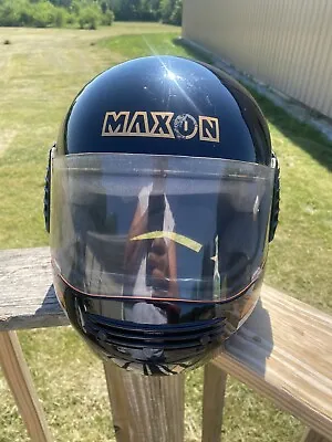 Vintage Maxon Mega 3 S-85 Dot Black/Gold Small Full Face Helmet Motorcycle • $45