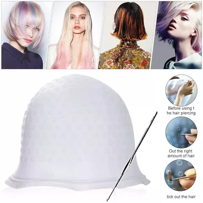 Professional Reusable Hair Coloring Magic Cap Rubber Cap Streaking With Hook • £4.69