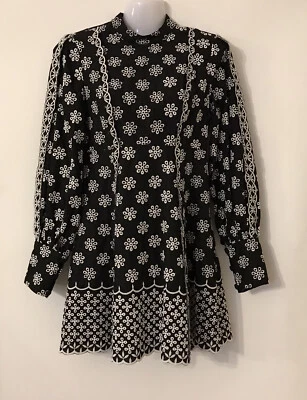 $149 • Buy Alice McCall Black Angels Long Sleeve Mini Dress Embroidery Fit Flare Size 8
