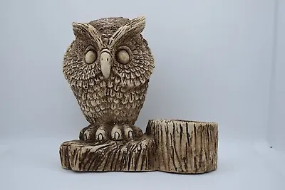Vintage Ricardo Brown Owl Stump Candle Holder Figurine Light Weight • $17