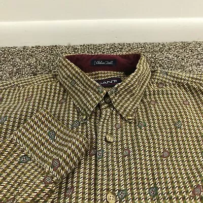 Vintage Gant Shirt Paisley Houndstooth Chelsea Twill L/S Button Down Mens XL • $32.99