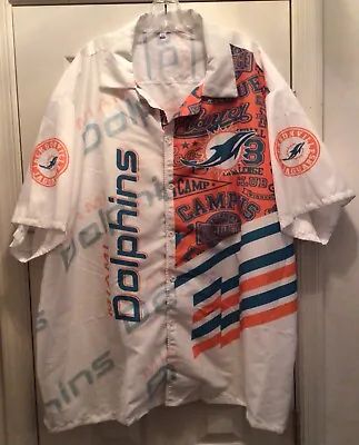 Miami Dolphins Logo Shirt White Button Up Shirt Adult 4XL - New W/o Tags • $32.99