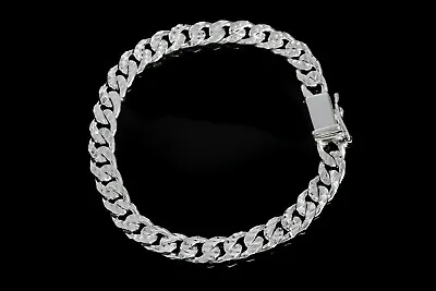 Mens Miami Cuban Link Bracelet Solid 925 Sterling Silver Diamond Cut Handmade • $120