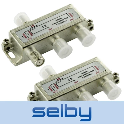 $11.95 • Buy 2 Pack 3-Way F-Type TV Antenna Aerial Splitter 5-2400MHz Power Pass Foxtel